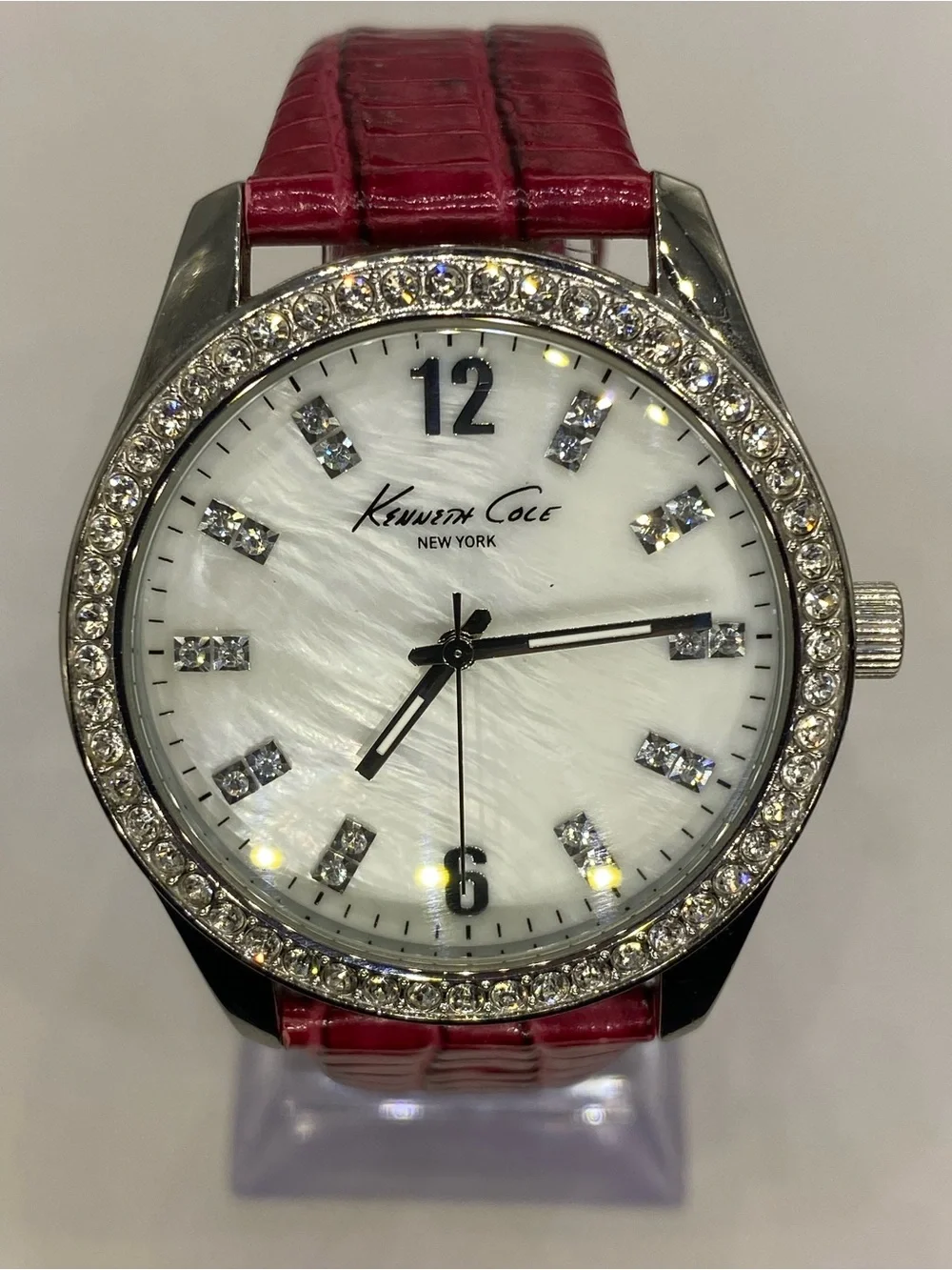 Men’s ^^^ Kenneth Cole  *** New York  *Red Strap *** Crystal Bezel  *^* Iced ^^^
